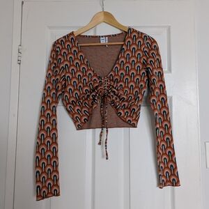 Twik Multicolor Patterned Crop Top with Drawstring